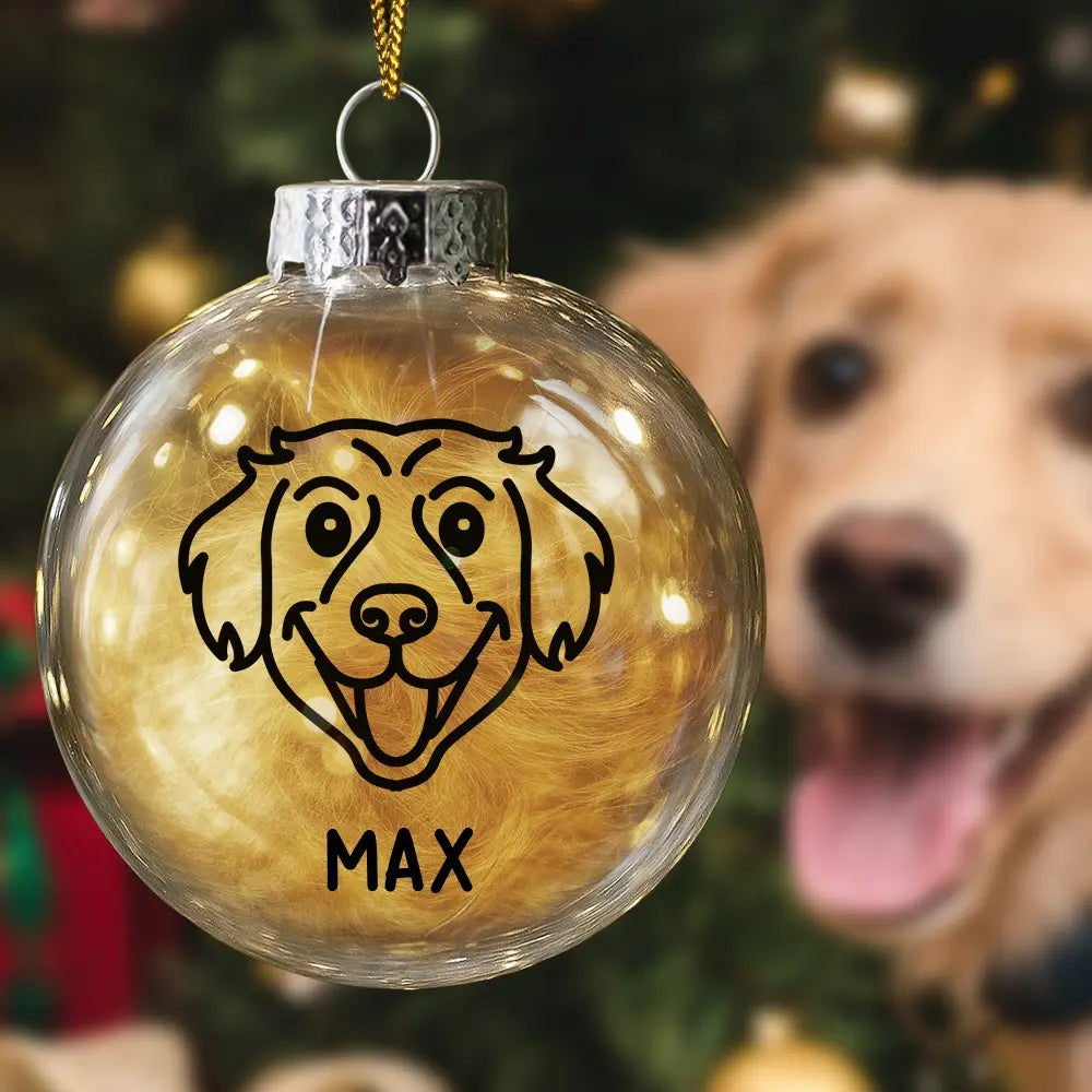 Dog Line Sketch Face Custom Name - Personalized Fillable Clear Ball Ornament