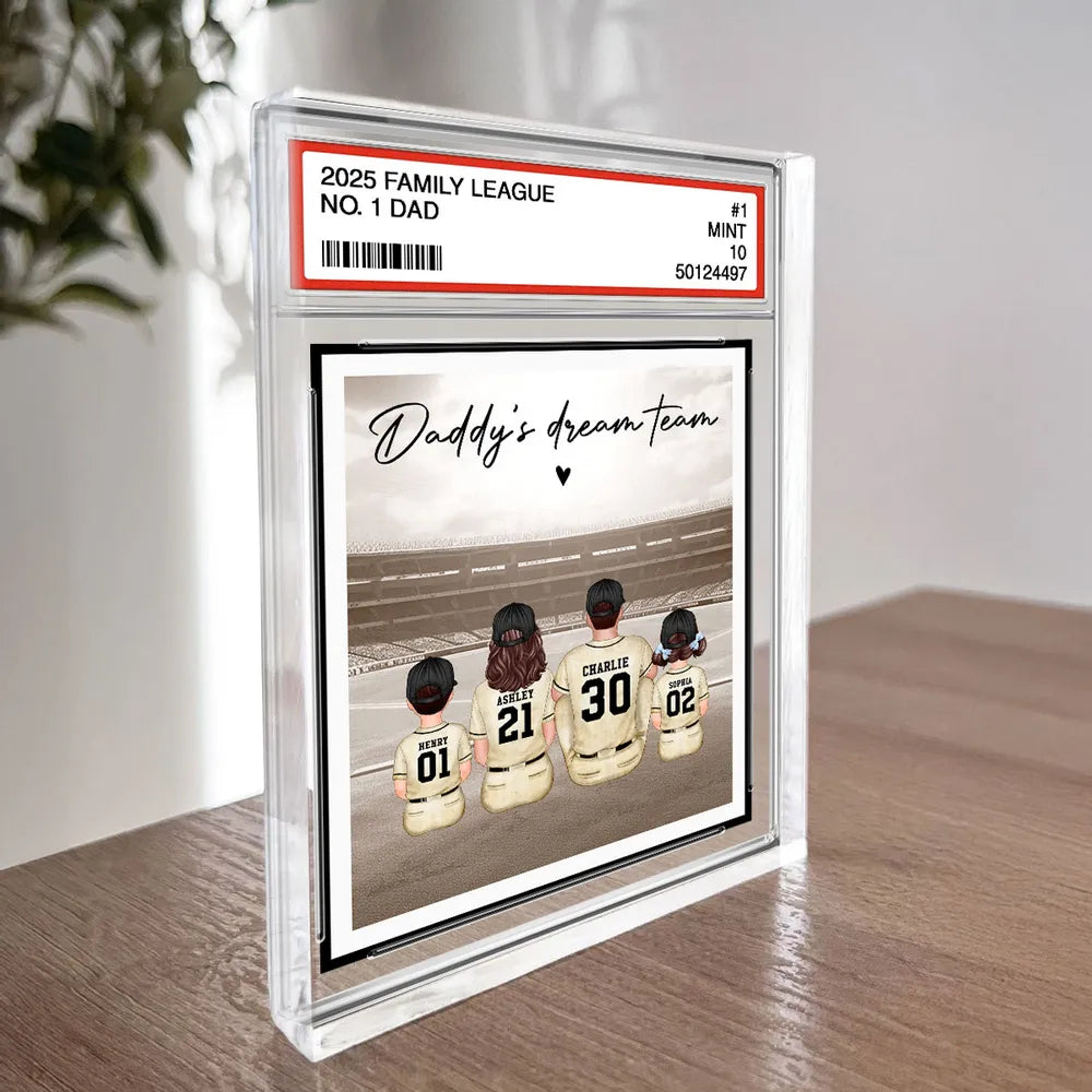 No. 1 Dad Retro Vintage Baseball Trading Card Style Personalized Acrylic Block Plaque, Gift For Dad