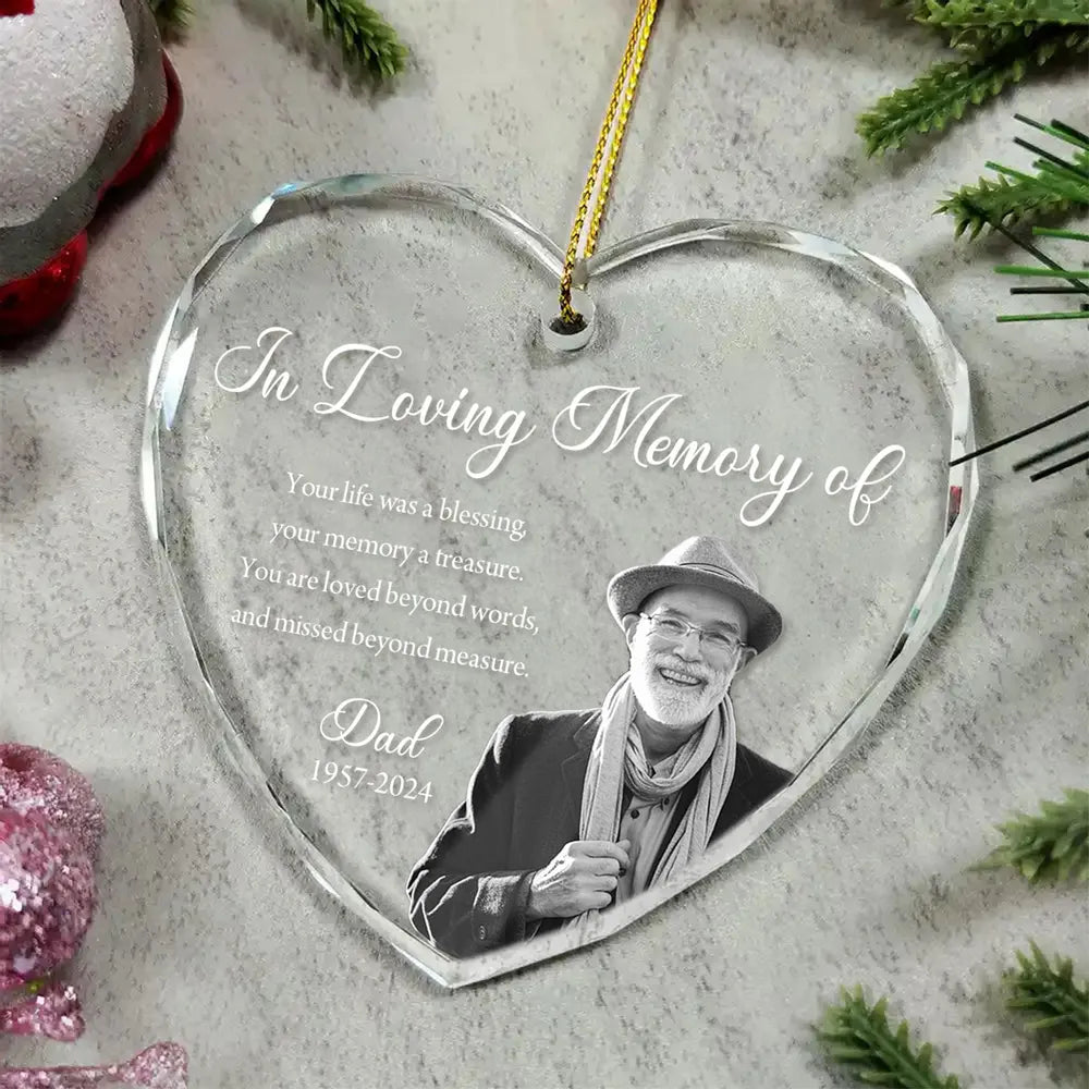 Custom Photo Memorial Ornament, Dad Mom Remembrance Christmas Ornament, Memorial Day Heart Acrylic Ornament, Mom Loss, Loss of Father Gift