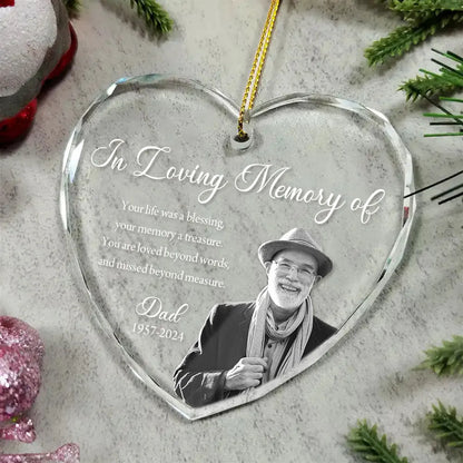 Custom Photo Memorial Ornament, Dad Mom Remembrance Christmas Ornament, Memorial Day Heart Acrylic Ornament, Mom Loss, Loss of Father Gift