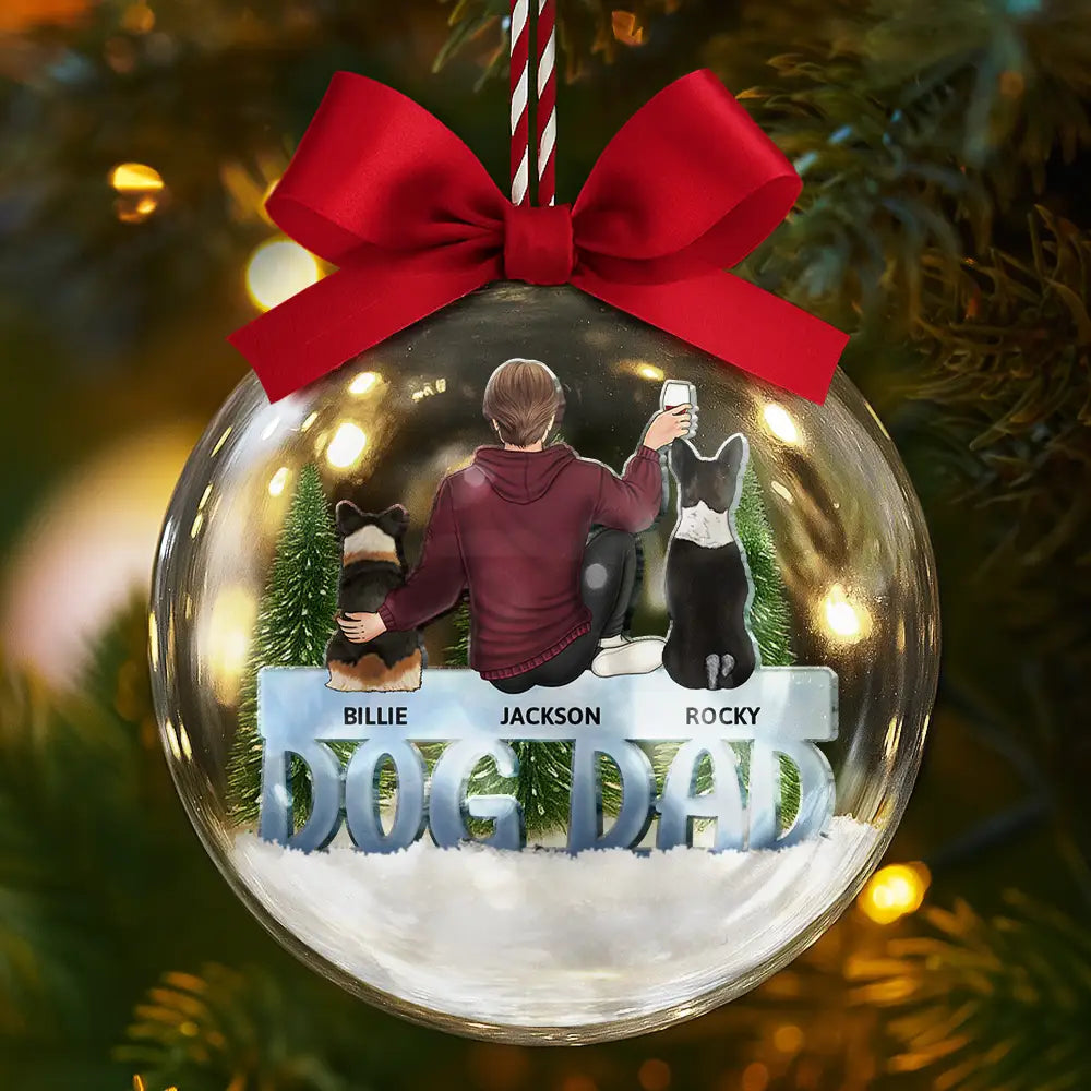 Dog Mom Dog Dad - Personalized 3D Acrylic Ball Ornament