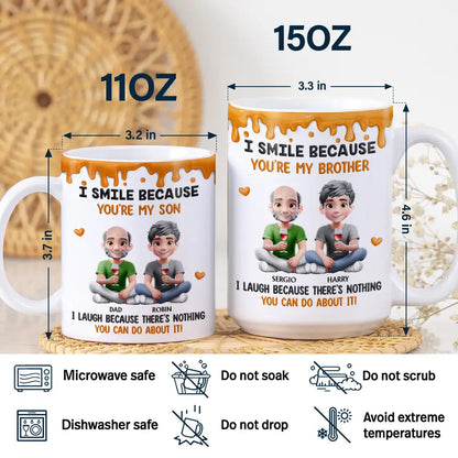 I Smile Because You Are My Brother Sister - Personalized White Edge-to-Edge Mug