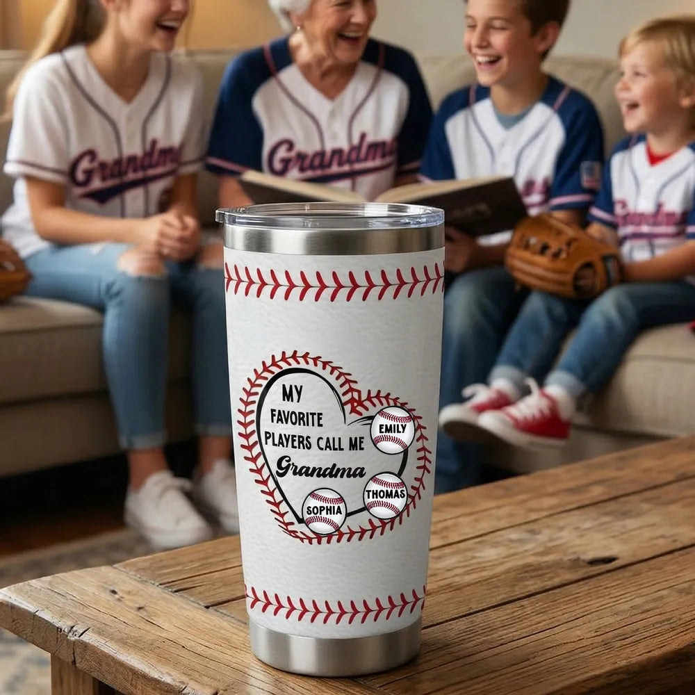 Baseball My Favorite Players Call Me Grandma Mom - Personalized Tumbler - Mother's Day Gift For Grandma
