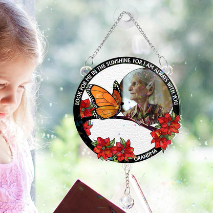 Custom Photo Look For Me In The Sunshine - Personalized Rainbow Suncatcher With Crystal Ball Prism