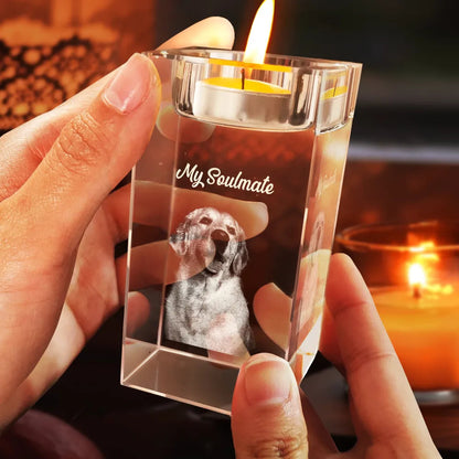 Custom Photo Loving Family Siblings Besties - Personalized Crystal Candle Holder
