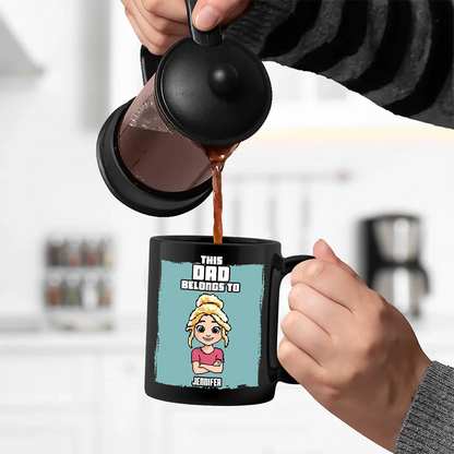 This Grandpa Belongs To Grandkids Pixel Fun Art - Personalized Black Mug