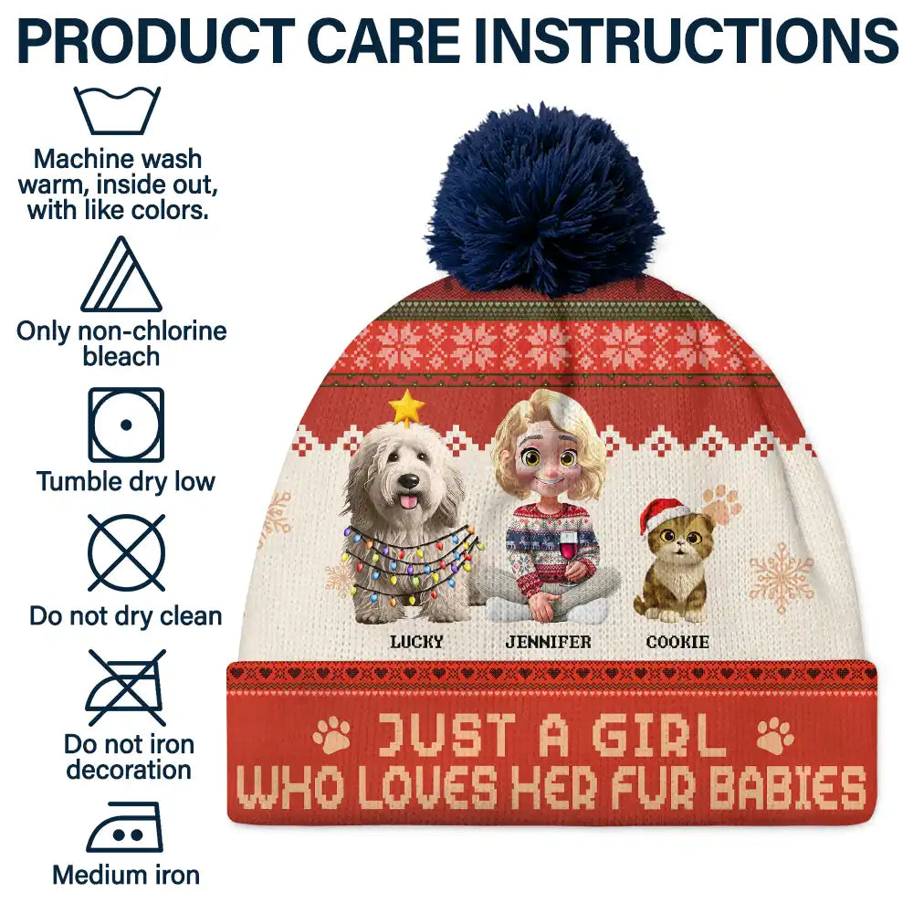 Just A Girl Who Loves Her Dog - Personalized Bobble Beanie Hat