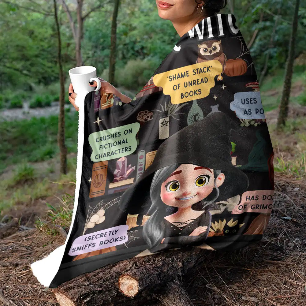 Reading Book Witch Blanket - Personalized Fleece Blanket