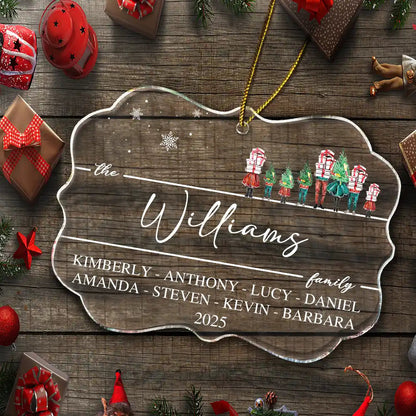 Christmas Family Members Holiday Shopping Watercolor - Personalized Medallion Acrylic Ornament