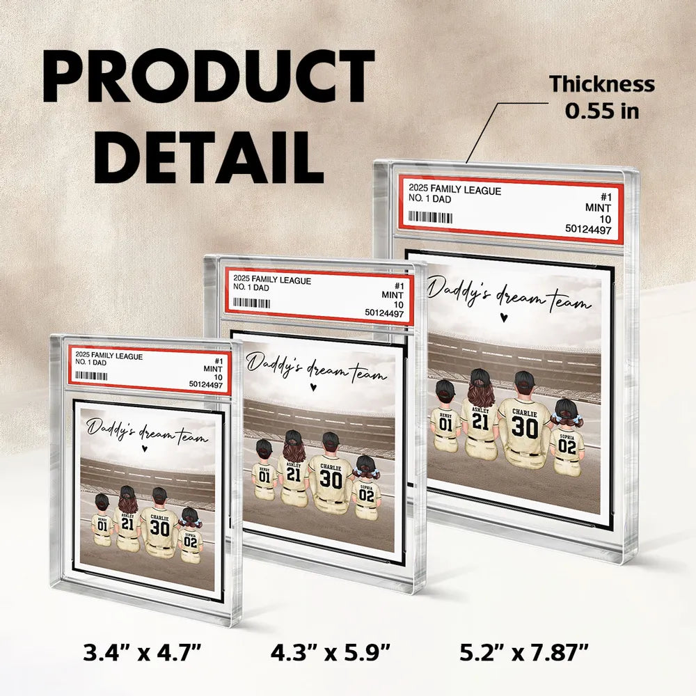 No. 1 Dad Retro Vintage Baseball Trading Card Style Personalized Acrylic Block Plaque, Gift For Dad