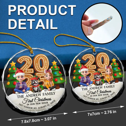 First Christmas In Our New Home Family Version - Personalized Circle Acrylic Ornament