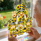 Grandma Grandkids Gnome Sunflower - Personalized Suncatcher - Gift For Grandma