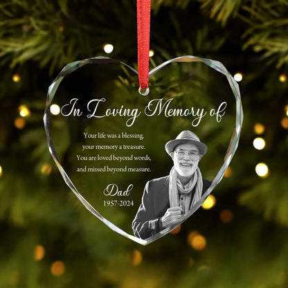 Custom Photo Memorial Ornament, Dad Mom Remembrance Christmas Ornament, Memorial Day Heart Acrylic Ornament, Mom Loss, Loss of Father Gift