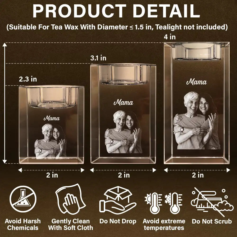 Custom Photo Loving Family Siblings Besties - Personalized Crystal Candle Holder