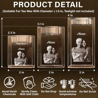 Custom Photo Loving Family Siblings Besties - Personalized Crystal Candle Holder