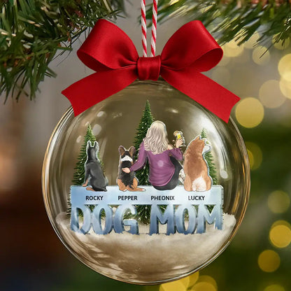 Dog Mom Dog Dad - Personalized 3D Acrylic Ball Ornament