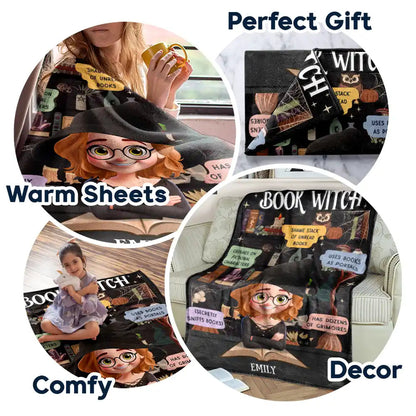 Reading Book Witch Blanket - Personalized Fleece Blanket