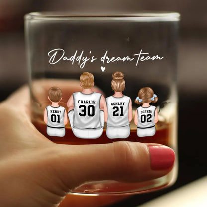 Basketball Daddy's Dream Team Personalized Wine Glass, Father's Day Gift for Basketball Dads