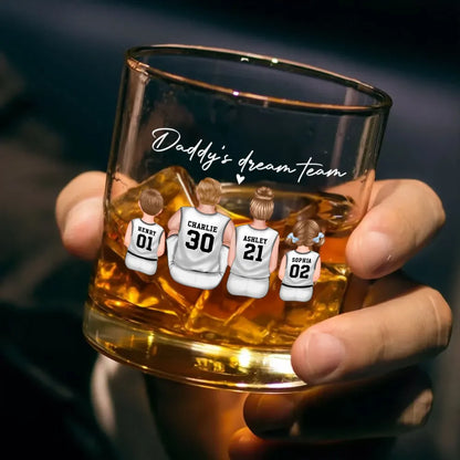 Basketball Daddy's Dream Team Personalized Wine Glass, Father's Day Gift for Basketball Dads