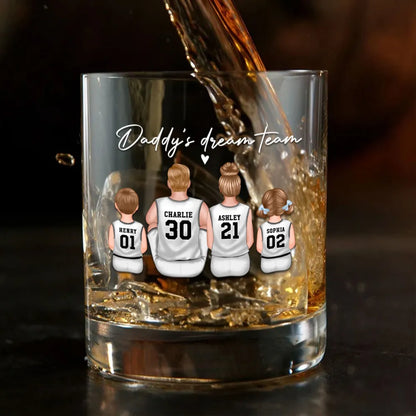 Basketball Daddy's Dream Team Personalized Wine Glass, Father's Day Gift for Basketball Dads