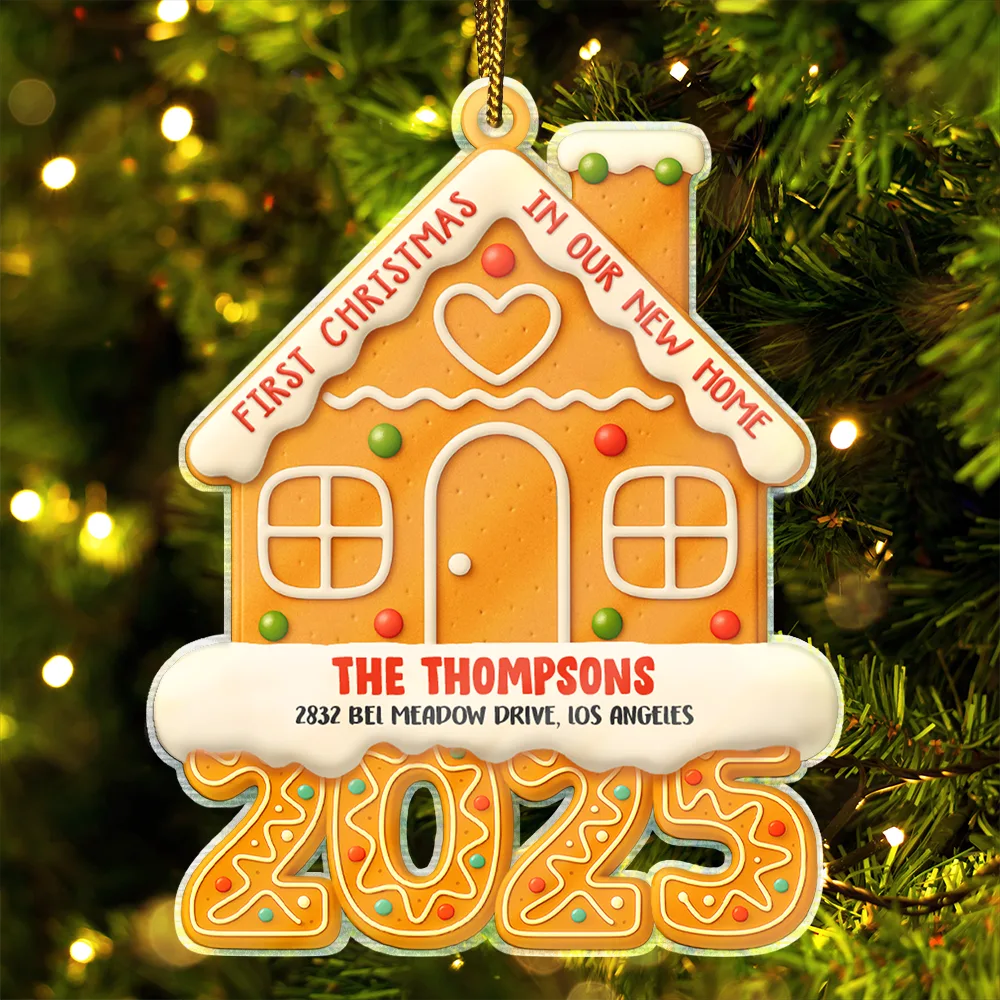 Gingerbread Style First Christmas In Our New Home 2025 - Personalized Custom Shaped Acrylic Ornament