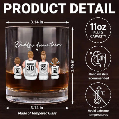 Basketball Daddy's Dream Team Personalized Wine Glass, Father's Day Gift for Basketball Dads