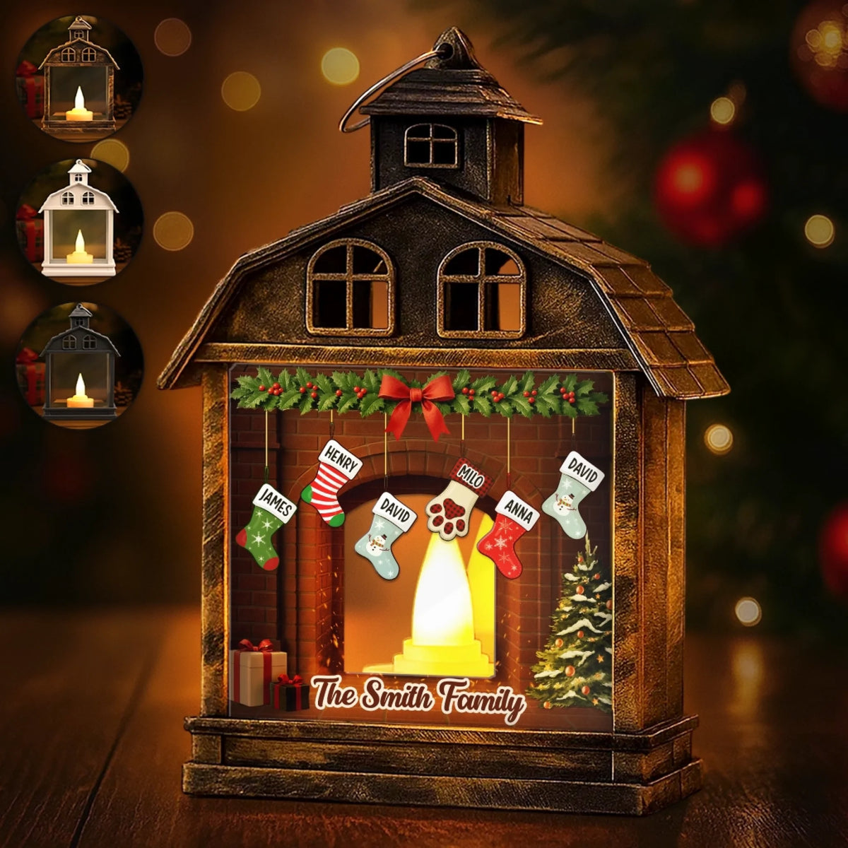 Custom LED Tabletop Lantern Light - Personalized Christmas Birthday Gifts For Mom, Dad, Brother, Sister, Kids - Love Fills Every Christmas Moment