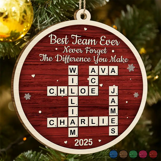 Crossword Best Team Ever - Personalized Custom Shaped Wooden Ornament