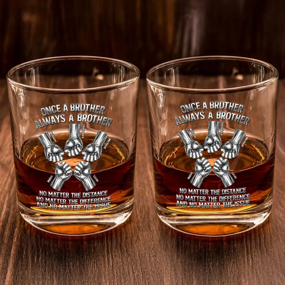 Once A Brother Always A Brother Metal Effect Hand Punch - Personalized Whiskey Glass