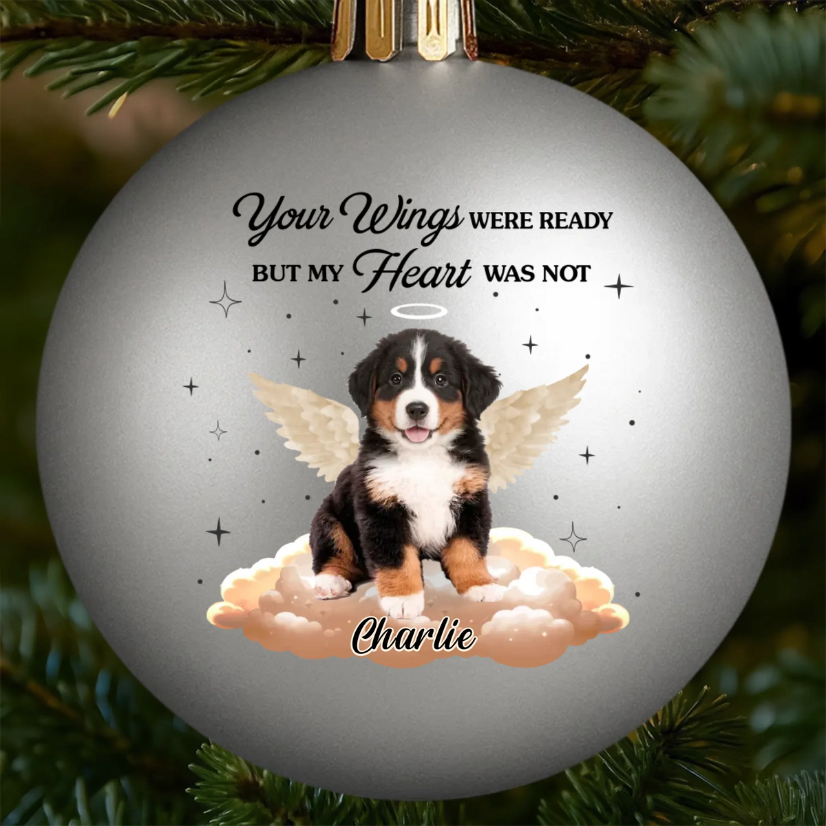 Custom Photo Colored Ball Ornament - Personalized Pet Christmas Memorial Sympathy Gifts For Dogs, Cats - Paw Prints Etched In Our Hearts