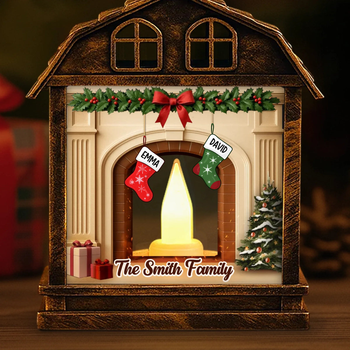 Custom LED Tabletop Lantern Light - Personalized Christmas Birthday Gifts For Mom, Dad, Brother, Sister, Kids - Love Fills Every Christmas Moment