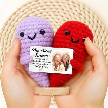 Custom Photo My Friend Forever Never Apart - Personalized Doll Crochet With Custom Card