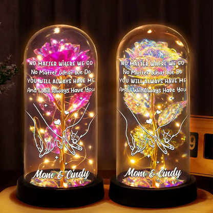 No Matter Where We Go No Matter What We Do Mother Daughter - Personalized Everlasting Rose Dome Lamp
