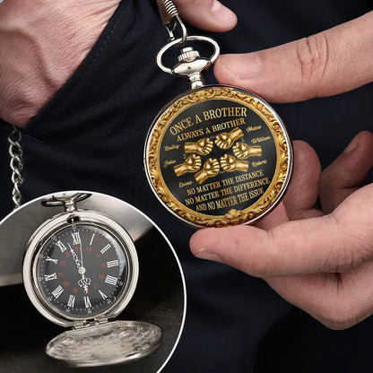 3D Metal Effect Once A Brother Always A Brother - Personalized Pocket Watch
