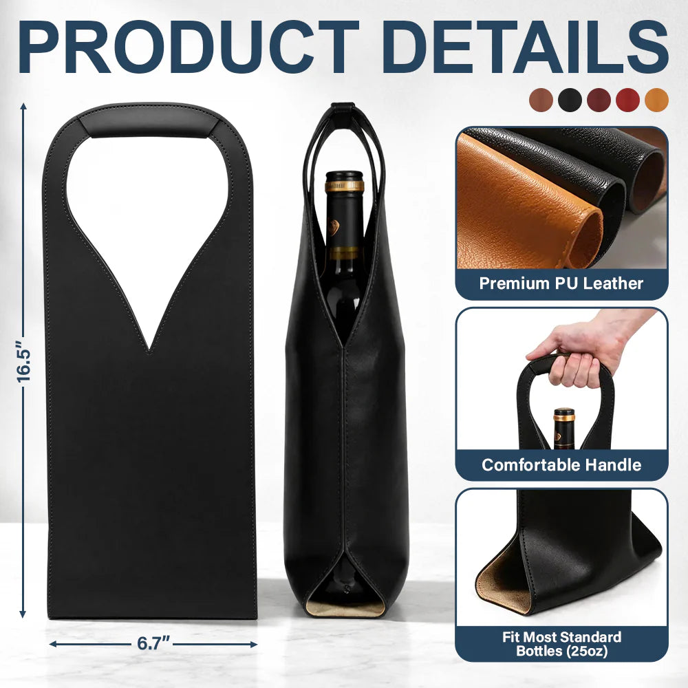 Custom Photo Besties Gray Scale Right In The Throat - Personalized Leather Wine Bag