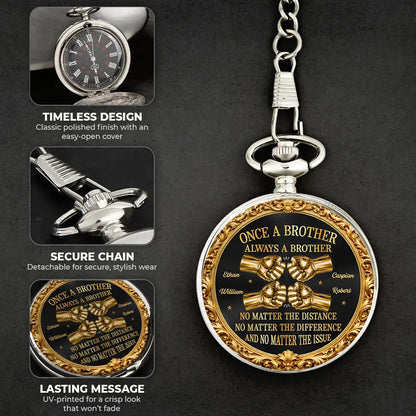 3D Metal Effect Once A Brother Always A Brother - Personalized Pocket Watch