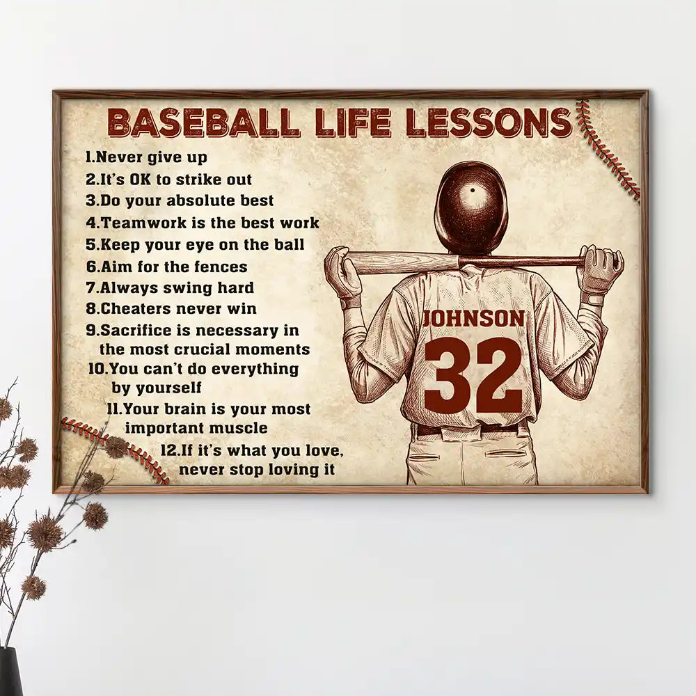 Custom Photo Pencil Sketch Baseball Life Lesson Baseball Lovers - Personalized Poster