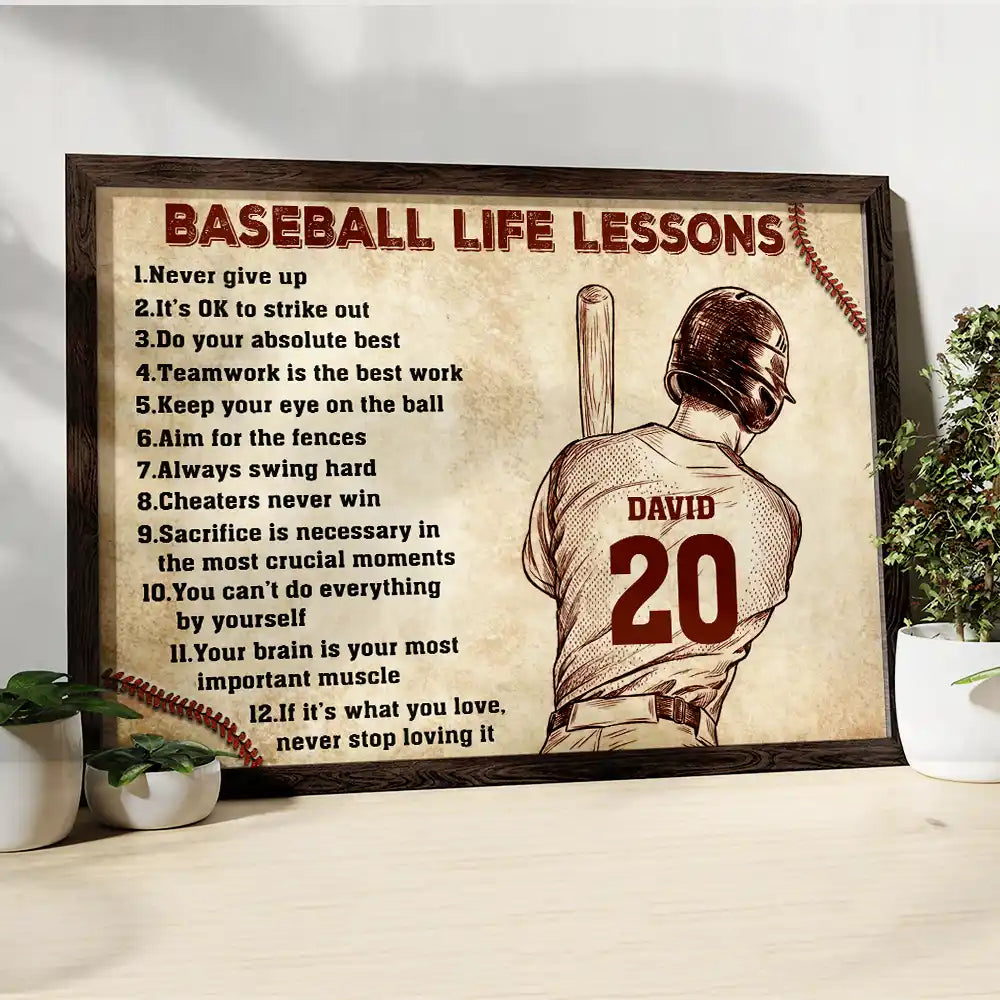 Custom Photo Pencil Sketch Baseball Life Lesson Baseball Lovers - Personalized Poster