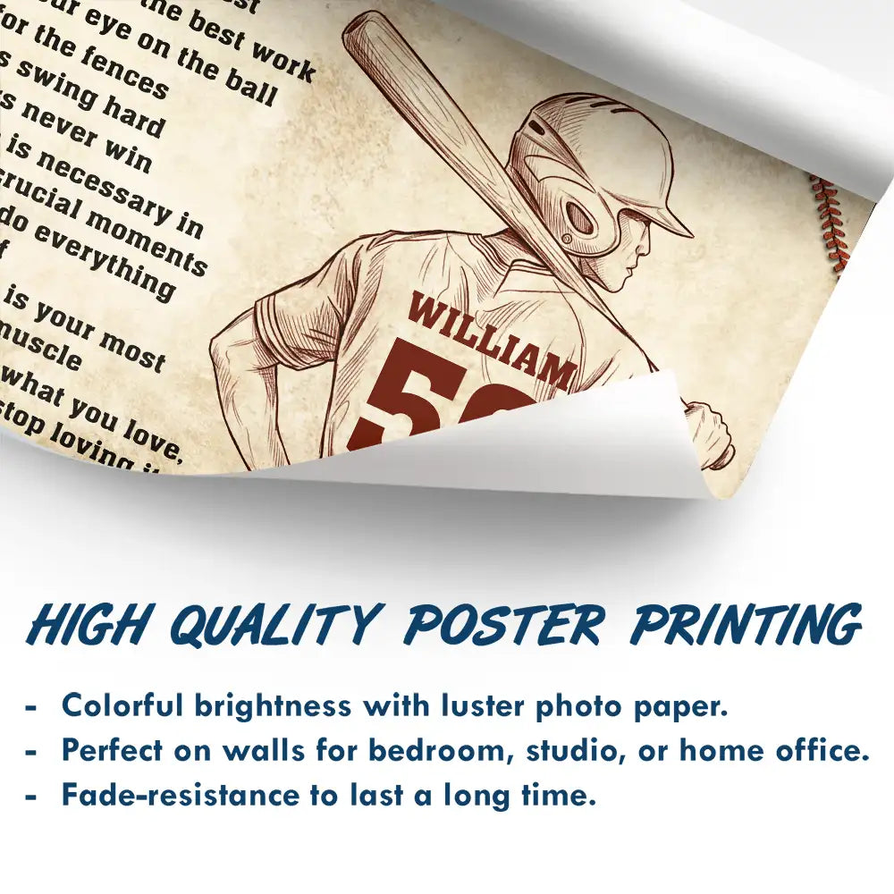 Custom Photo Pencil Sketch Baseball Life Lesson Baseball Lovers - Personalized Poster