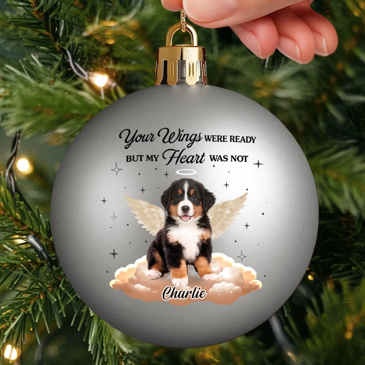 Custom Photo Colored Ball Ornament - Personalized Pet Christmas Memorial Sympathy Gifts For Dogs, Cats - Paw Prints Etched In Our Hearts