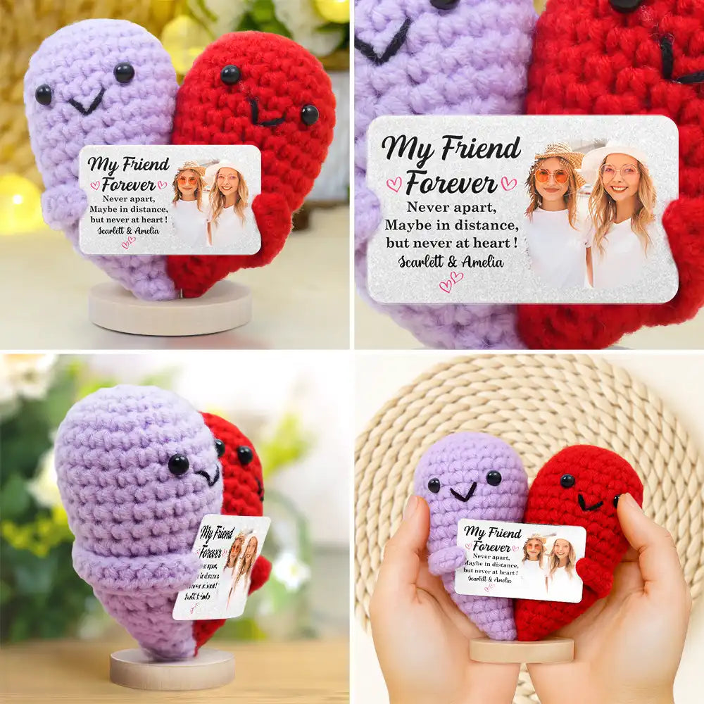 Custom Photo My Friend Forever Never Apart - Personalized Doll Crochet With Custom Card