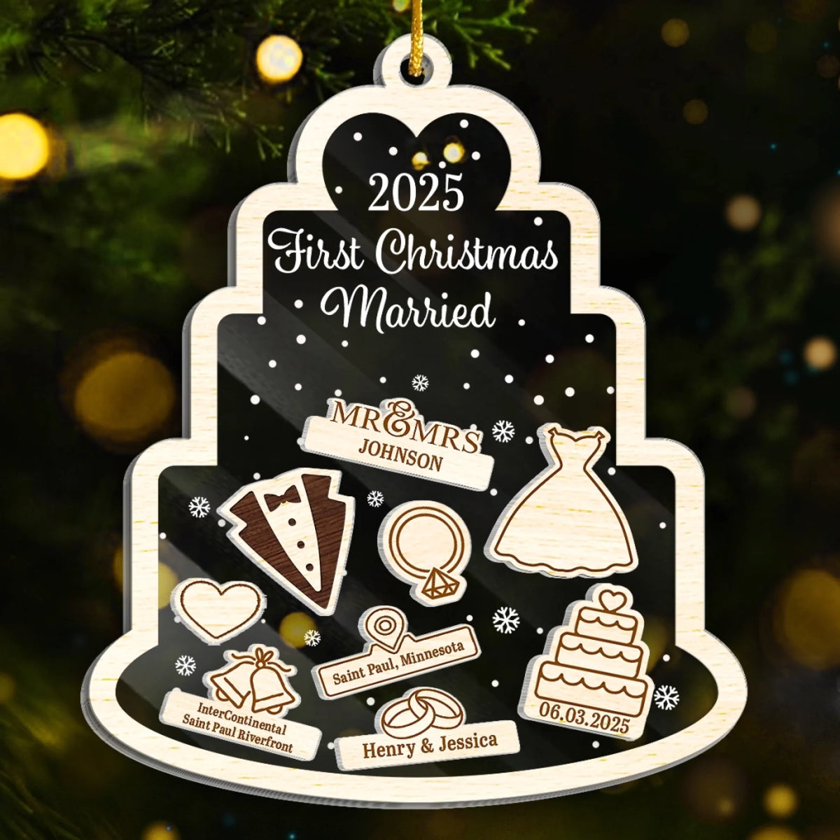 Custom Acrylic Ornament - Personalized Anniversary Christmas Wedding Gifts For Husband And Wife, Him And Her - Where Love Begins And Never Ends