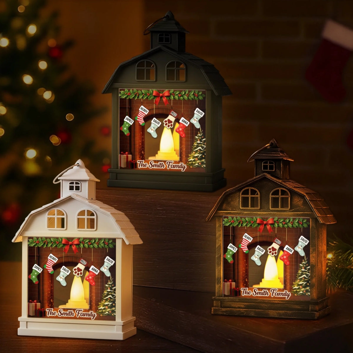 Custom LED Tabletop Lantern Light - Personalized Christmas Birthday Gifts For Mom, Dad, Brother, Sister, Kids - Love Fills Every Christmas Moment