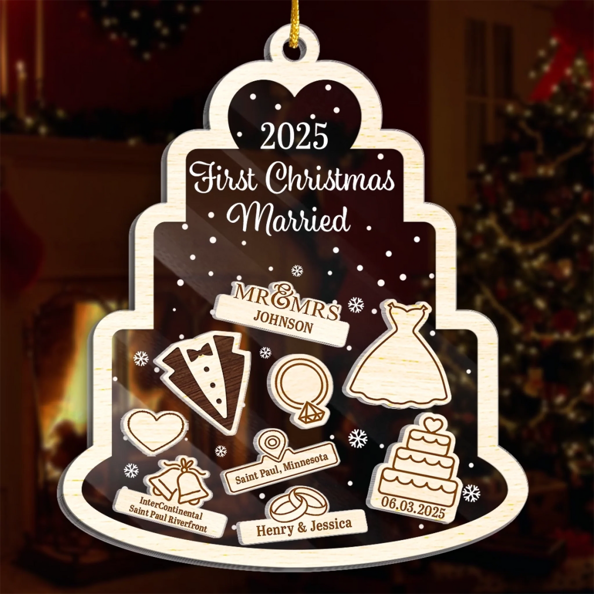 Custom Acrylic Ornament - Personalized Anniversary Christmas Wedding Gifts For Husband And Wife, Him And Her - Where Love Begins And Never Ends