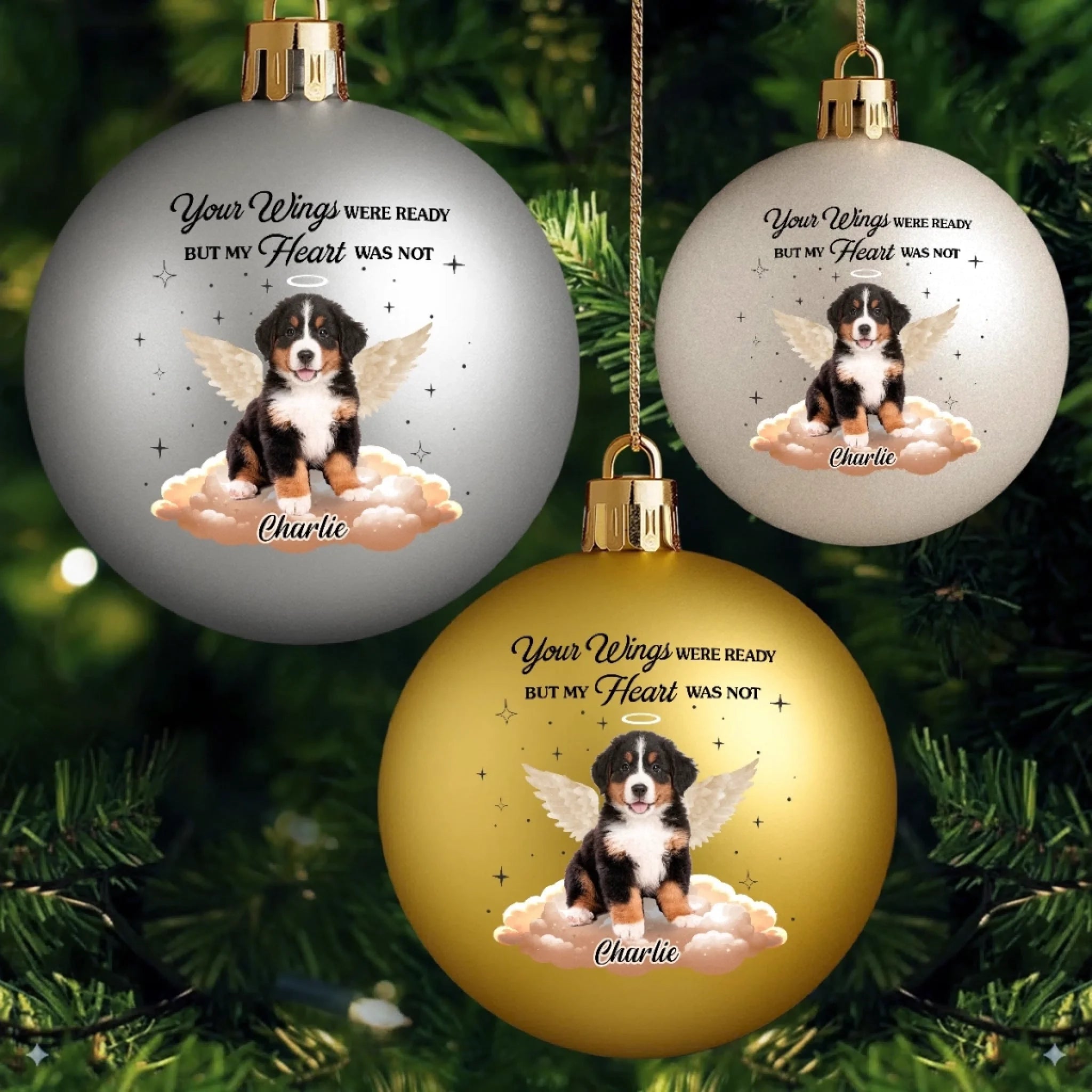 Custom Photo Colored Ball Ornament - Personalized Pet Christmas Memorial Sympathy Gifts For Dogs, Cats - Paw Prints Etched In Our Hearts