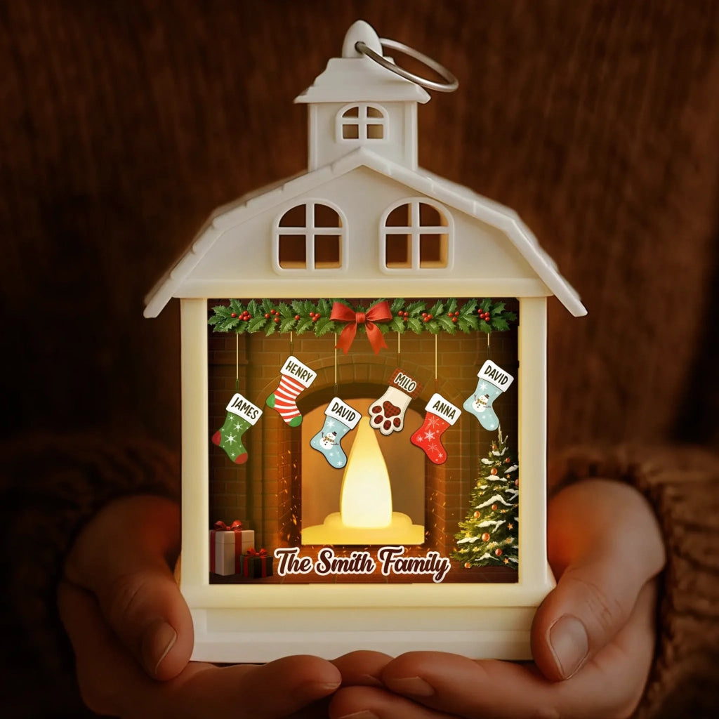 Custom LED Tabletop Lantern Light - Personalized Christmas Birthday Gifts For Mom, Dad, Brother, Sister, Kids - Love Fills Every Christmas Moment