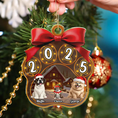 Christmas Dogs Pawprint - Personalized Custom Shaped Acrylic Ornament