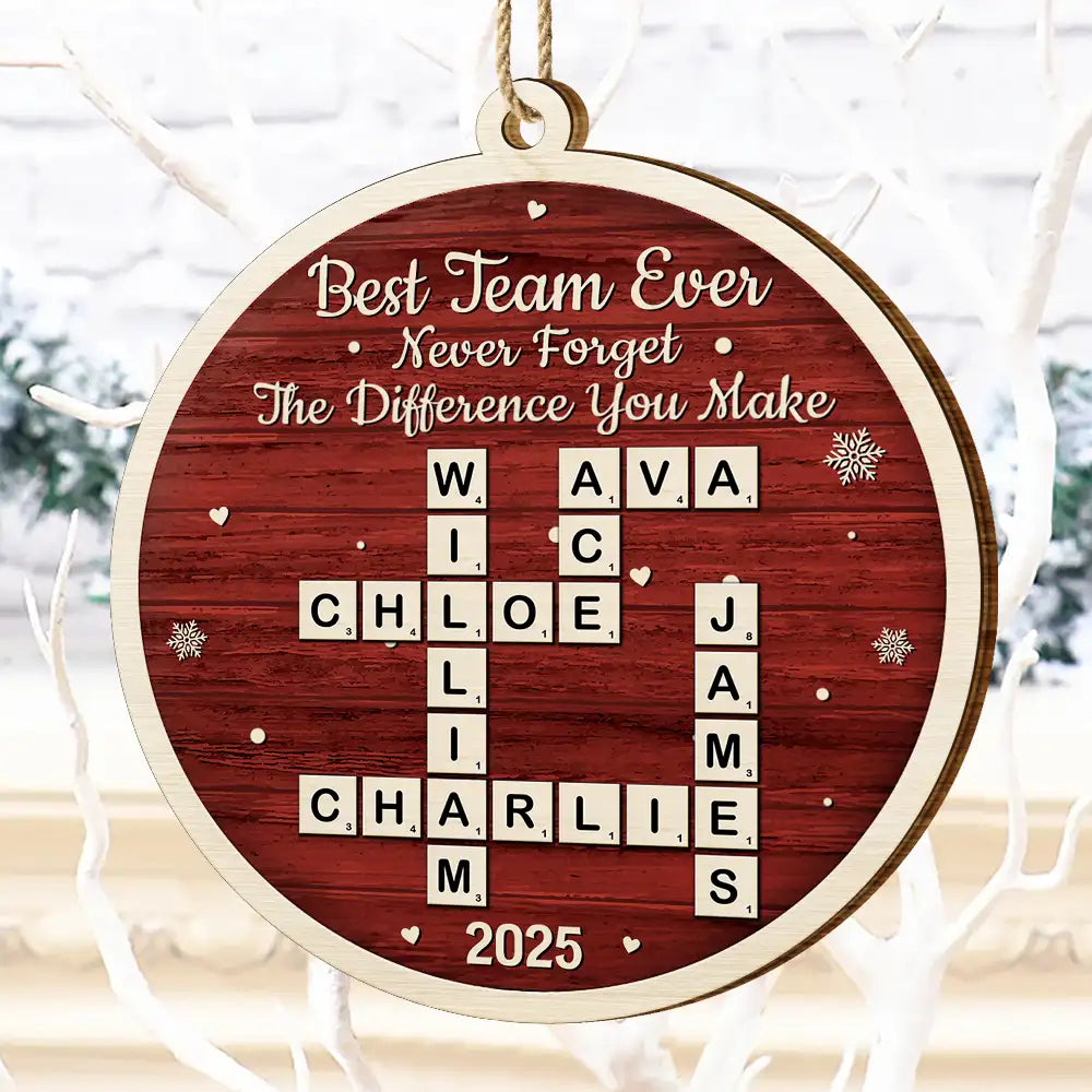 Crossword Best Team Ever - Personalized Custom Shaped Wooden Ornament