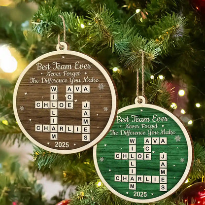 Crossword Best Team Ever - Personalized Custom Shaped Wooden Ornament