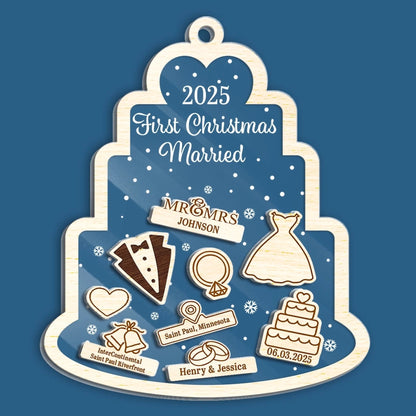 Custom Acrylic Ornament - Personalized Anniversary Christmas Wedding Gifts For Husband And Wife, Him And Her - Where Love Begins And Never Ends